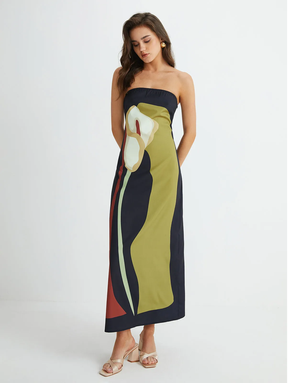 Paige - Abito Maxi Stampato Senza Spalline per Donna