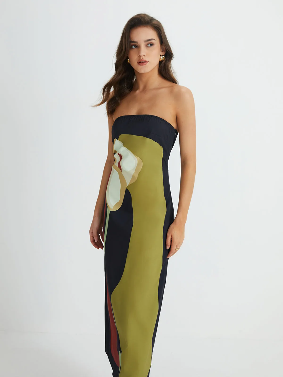 Paige - Abito Maxi Stampato Senza Spalline per Donna
