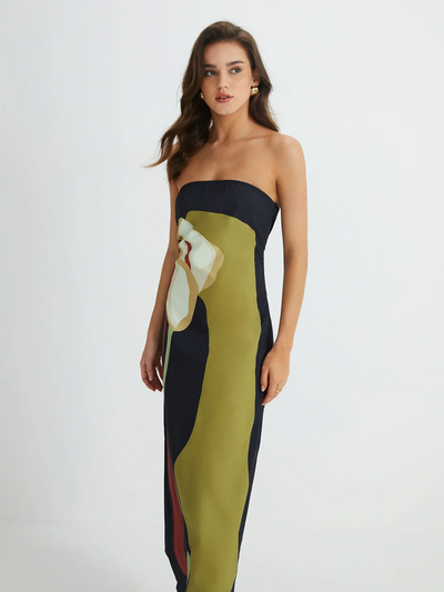 Paige - Abito Maxi Stampato Senza Spalline per Donna