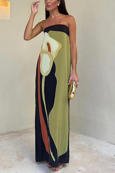 Paige - Abito Maxi Stampato Senza Spalline per Donna