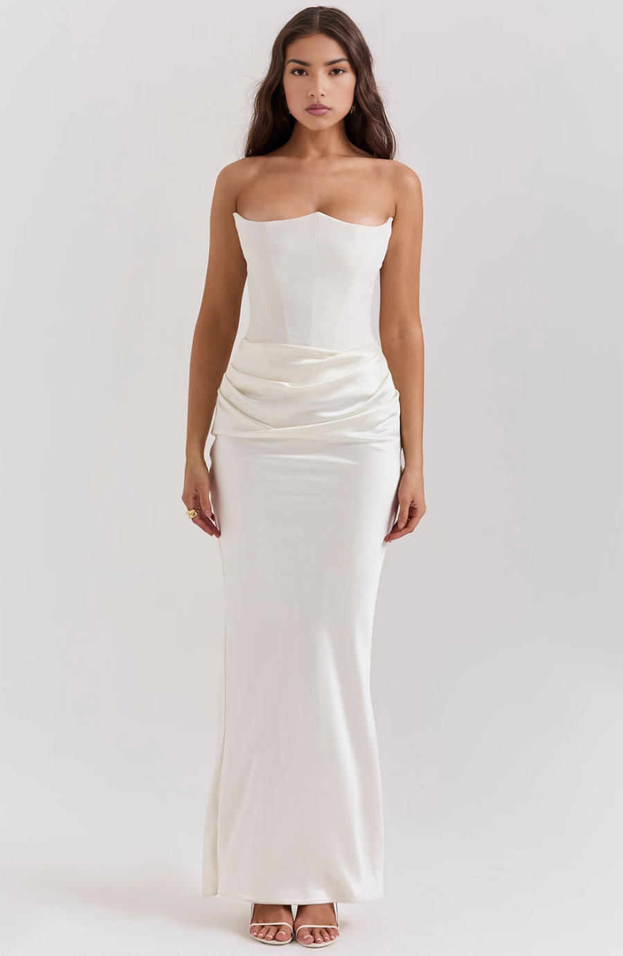Hera - Elegante Abito da Festa Senza Spalline in Colore Pieno