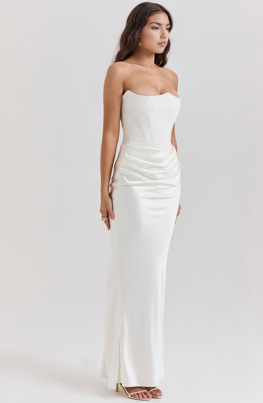 Hera - Elegante Abito da Festa Senza Spalline in Colore Pieno