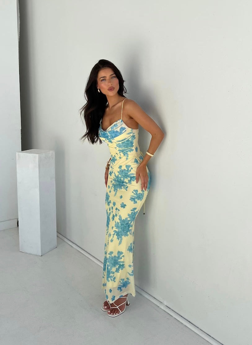 Aisling - Elegante Abito Maxi Floreale Senza Maniche