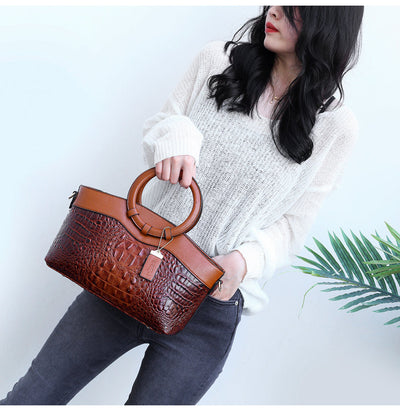 Oriana - Borsa a Mano in Coccodrillo con Gradiente Retro