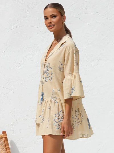 Anna® | Abito corto oversize con stampa solare in stile casual