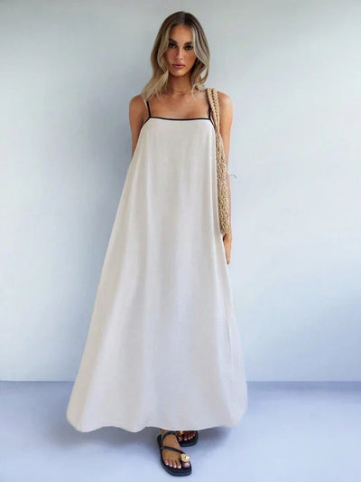 Brittany® | Abito Elegante Casual Lungo con Spalline a Contrasto