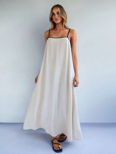 Brittany® | Abito Elegante Casual Lungo con Spalline a Contrasto