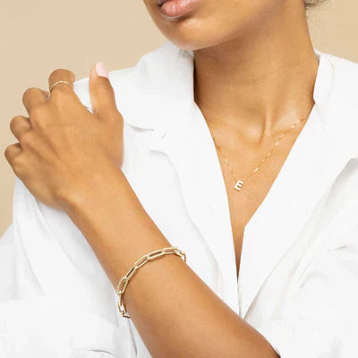 Collana con iniziale e lettera d'amore | Oro