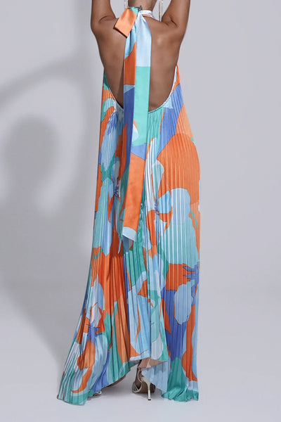 Isla – Abito Maxi Plissettato Elegante con Scollo Halter