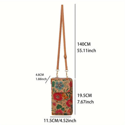 Julia - Portafoglio a tracolla floreale boho per donne