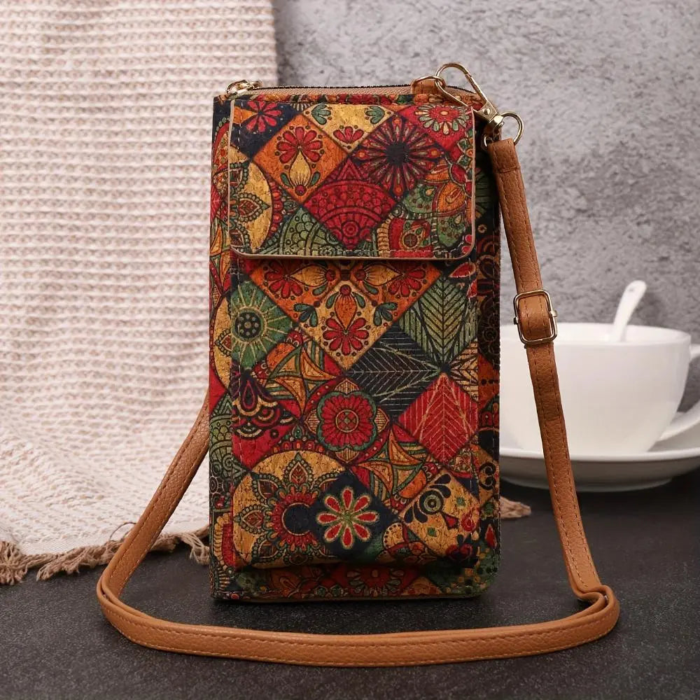 Julia - Portafoglio a tracolla floreale boho per donne