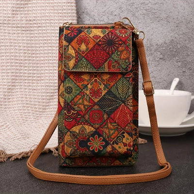 Julia - Portafoglio a tracolla floreale boho per donne