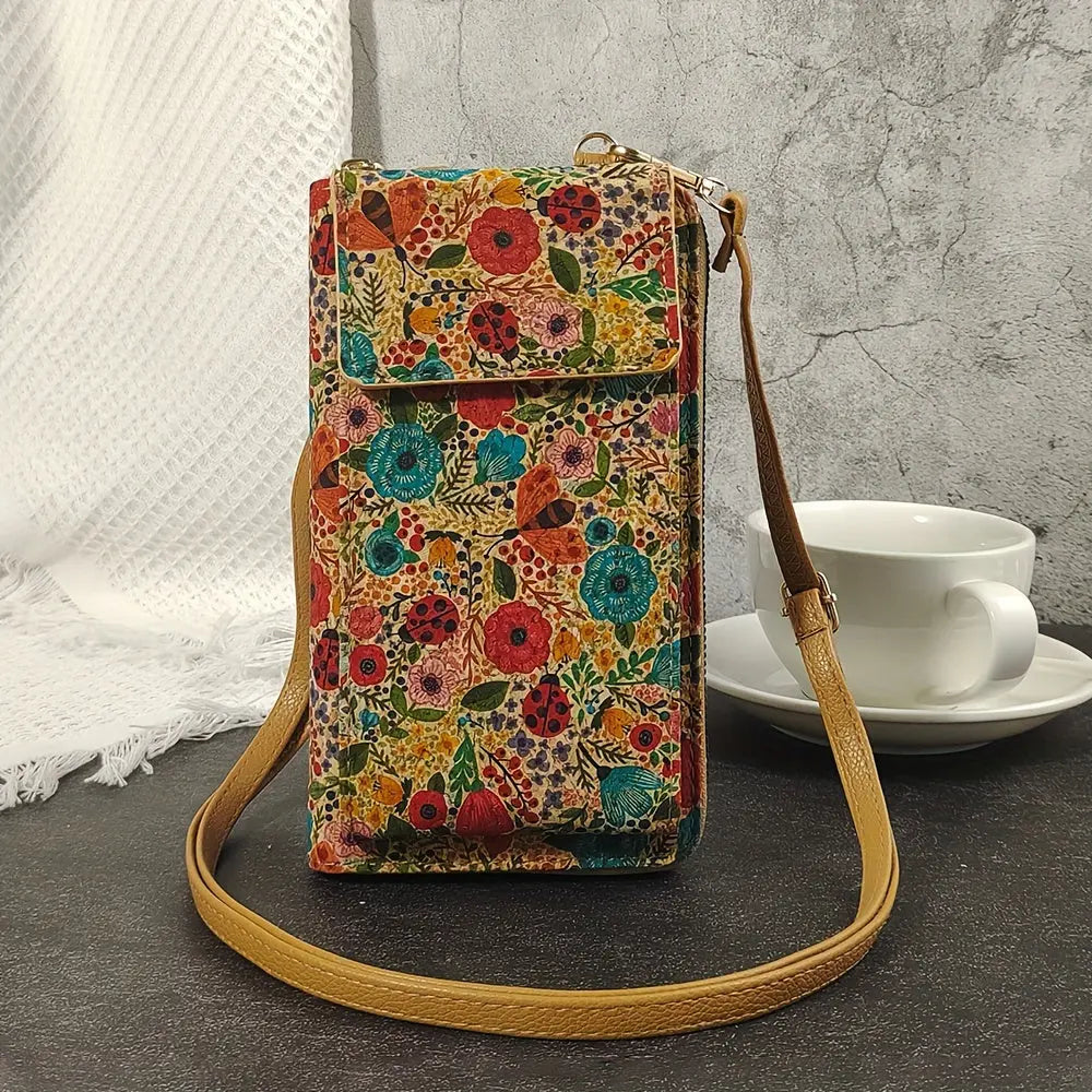 Julia - Portafoglio a tracolla floreale boho per donne