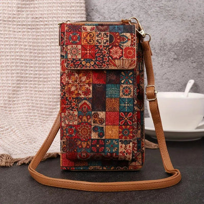 Julia - Portafoglio a tracolla floreale boho per donne