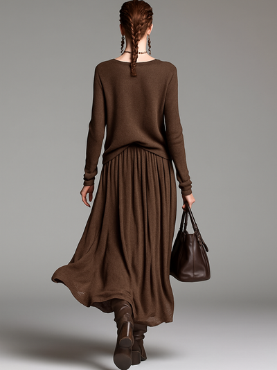 Set Gonna e Maglione Girocollo in Maglia