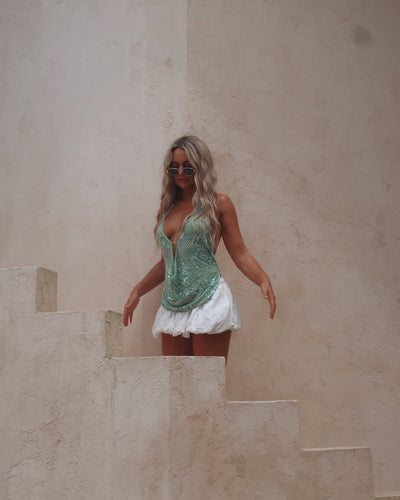 Parigi | Top Halter con Collo Drappeggiato