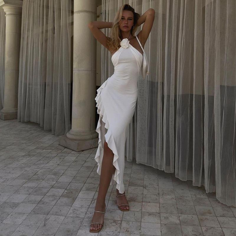 Juliana | Abito Slim con Fessura e Fiori