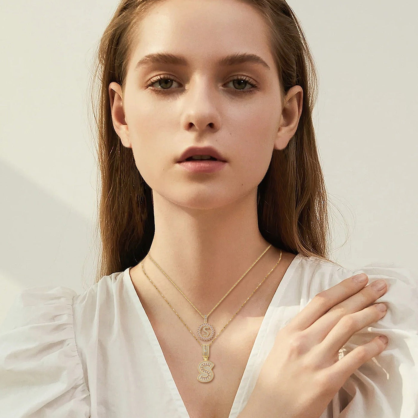 Set collana con iniziale incastonata | Oro