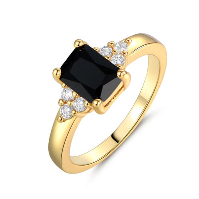 Rhoswen - Anello Baguette in Spinello Nero