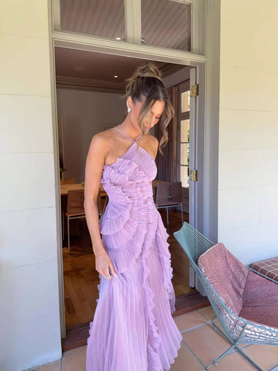 Caitlyn - Abito da festa a strati con volant e schiena scoperta