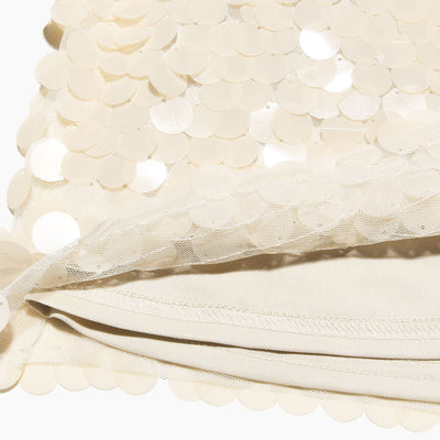 Harper - Gonna Mini con Zip e Paillettes Alta Vita