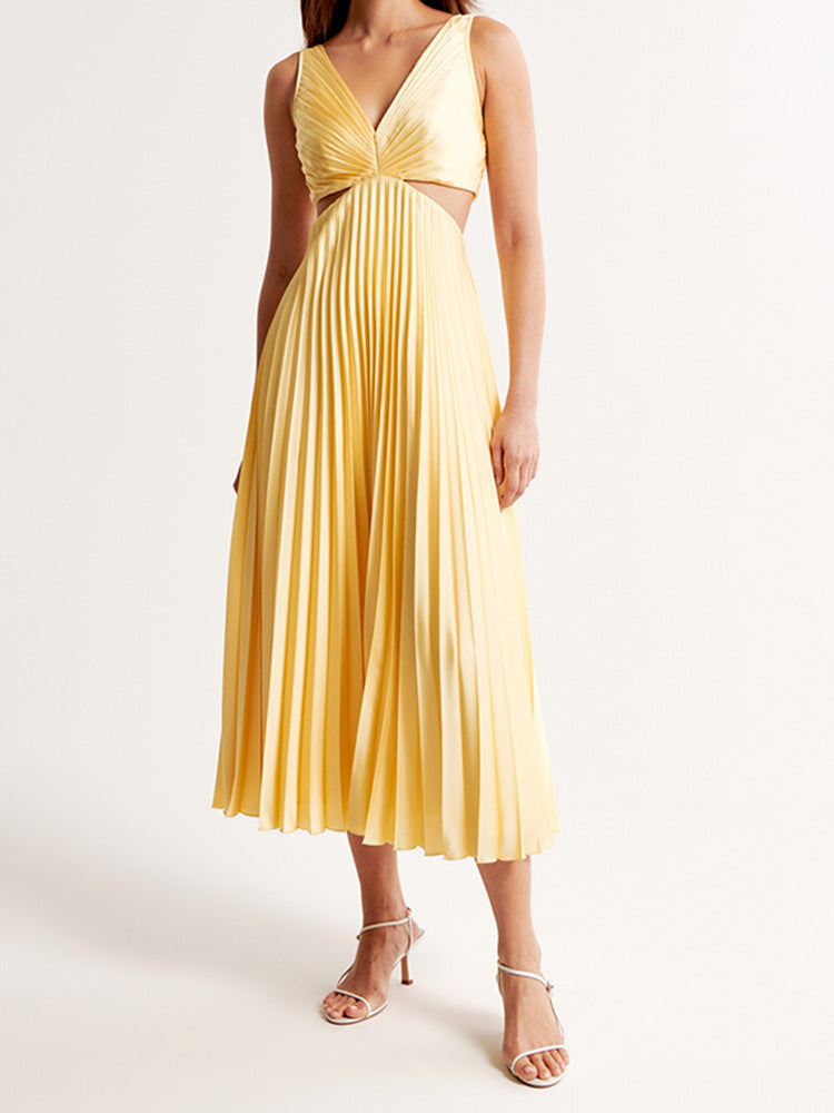Sarai - Maxidress in Colore Unito con Scollatura a V Trendy