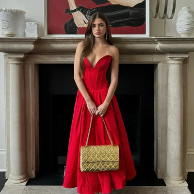 Rafaela - Abito Midi Pieghettato Senza Spalline