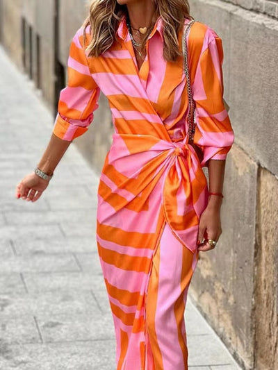 Clarissa | Abito Camicia Midi a Righe