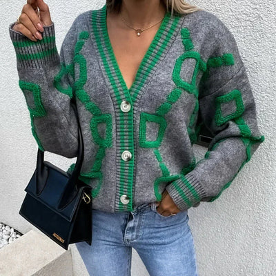 Nanette | Cardigan alla Moda con Design Geometrico