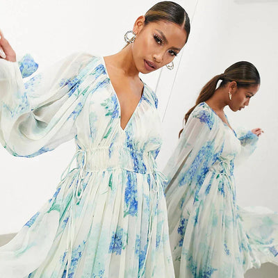 Nora – Vestito Maxi Blu Oceano