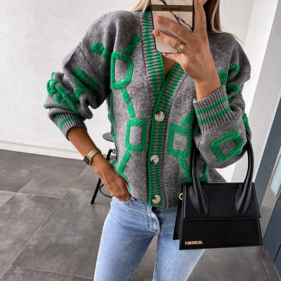 Nanette | Cardigan alla Moda con Design Geometrico