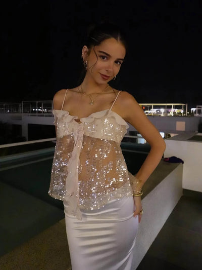 Clarissa | Top Halter con Paillettes