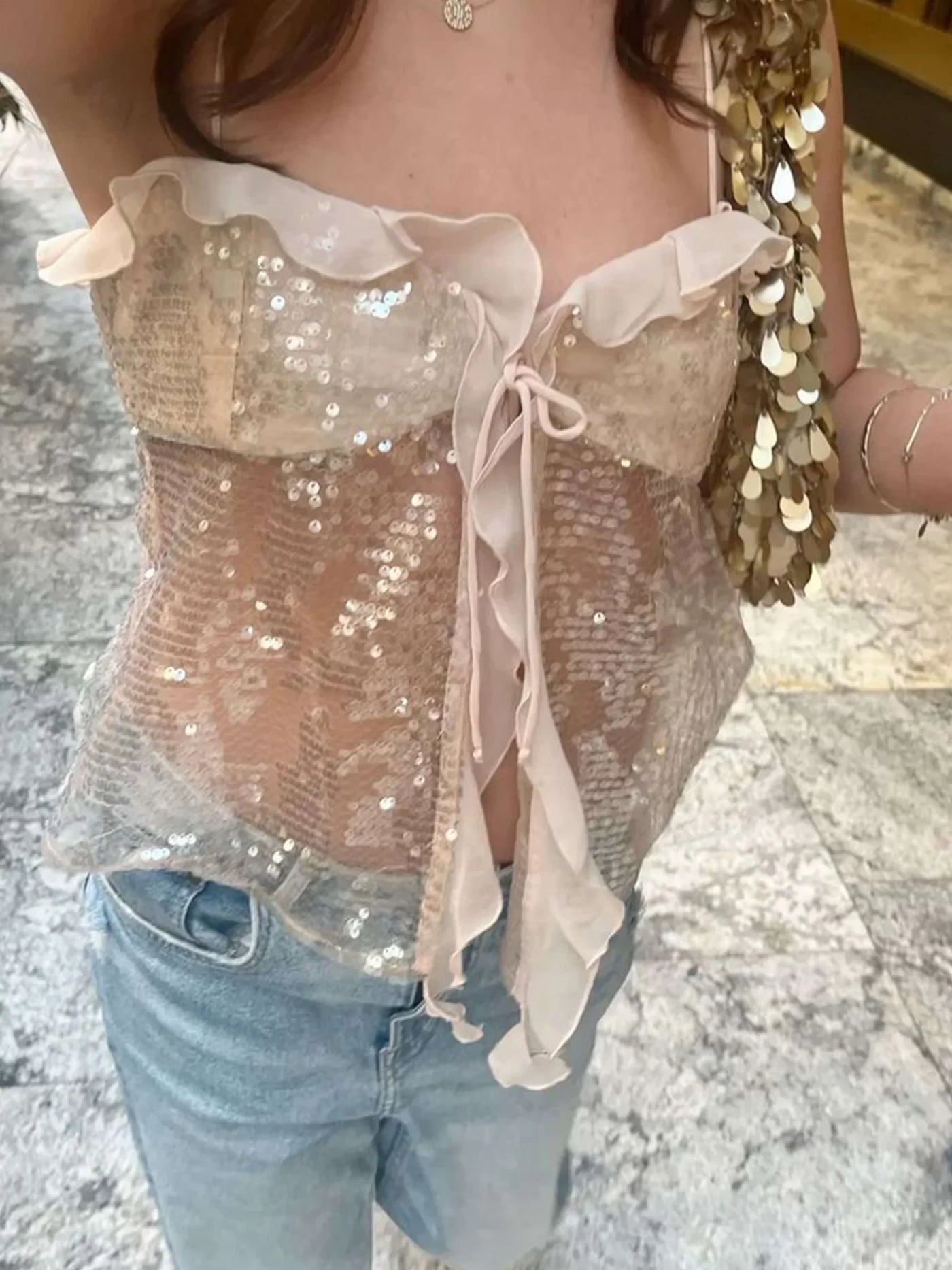 Clarissa | Top Halter con Paillettes