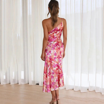 Nyssara - Elegant One-Shoulder Floral Dress