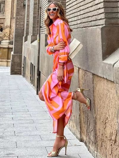 Clarissa | Abito Camicia Midi a Righe