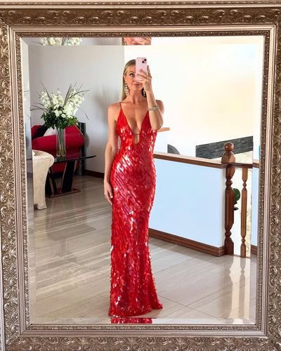 Kalea - Abito senza schiena con paillettes scintillanti