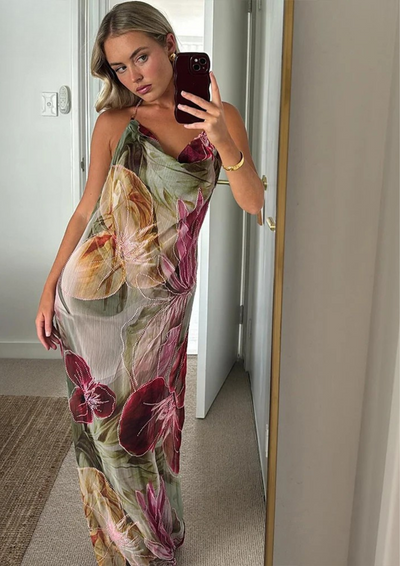 Leah - Abito lungo chic senza schiena per donna