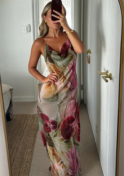 Leah - Abito lungo chic senza schiena per donna