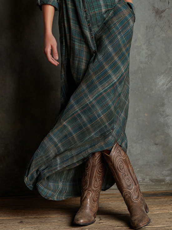 Maxi abito a righe con revers