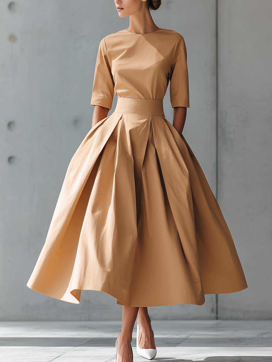 Abito Maxi Strutturato in Cotone
