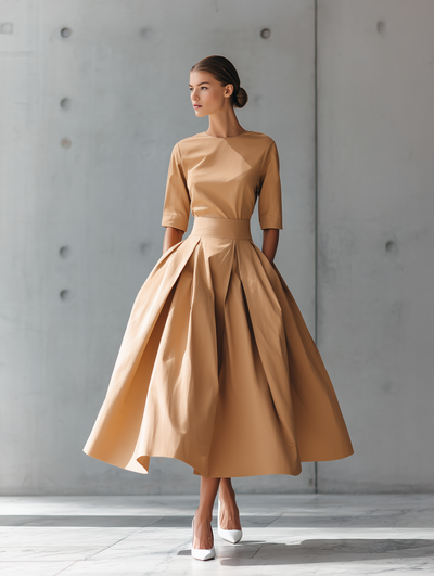 Abito Maxi Strutturato in Cotone