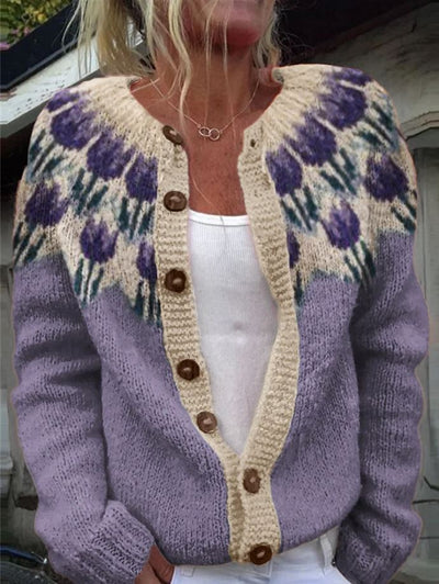 Keysha | Cardigan con Motivo Floreale