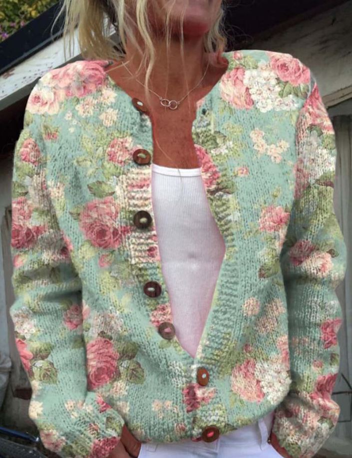 Merryn | Cardigan Elegante con Stampa Floreale