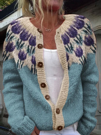 Keysha | Cardigan con Motivo Floreale