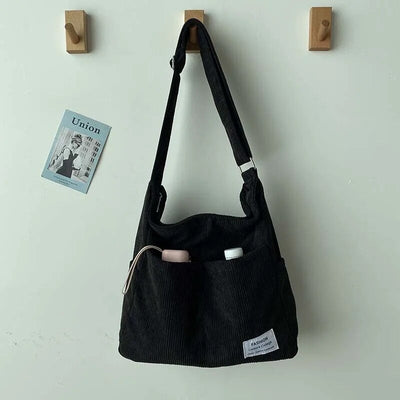 Alina - Borsa a Spalla in Velluto a Corda con Multi Tasche