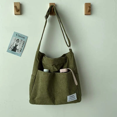 Alina - Borsa a Spalla in Velluto a Corda con Multi Tasche