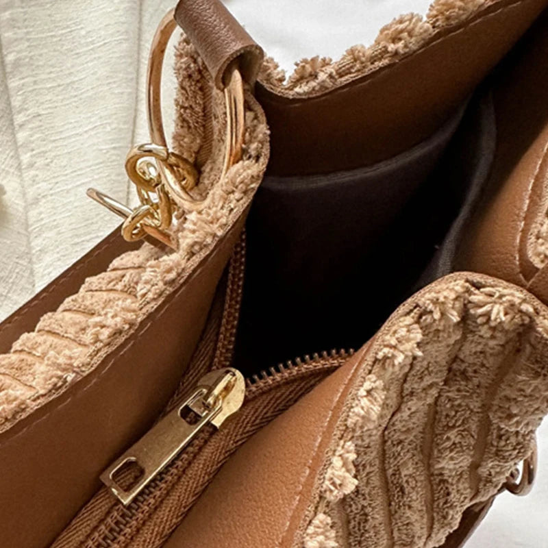Maria - Borsa a Spalla in Velluto a Coste alla Moda