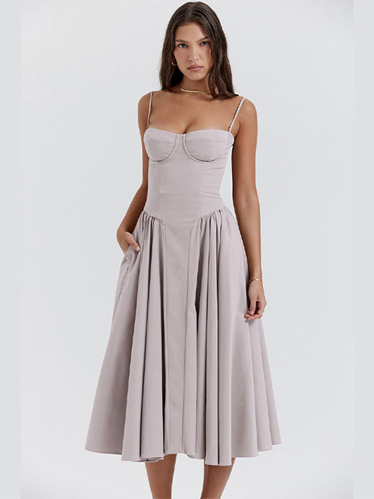 Phoebe - Abito lungo alla moda vintage senza maniche