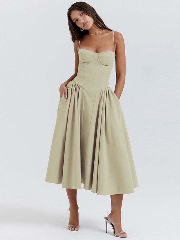 Phoebe - Abito lungo alla moda vintage senza maniche