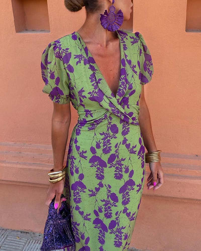 Della - Vestito Boho a Fiori Plissettato da Donna